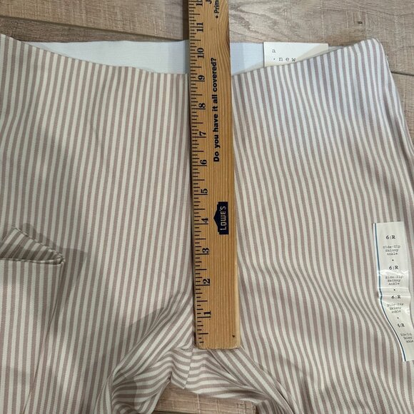 A NEW DAY WOMENS TAN WHITE STRIPE PANTS NEW SIZE 6 SIDE ZIP CLOSURE SKINNY ANKLE - Picture 8 of 13